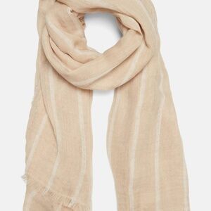 Vince Cotton Gauze Awning Stripe Light Striped Hayseed Papyrus Summer Scarf